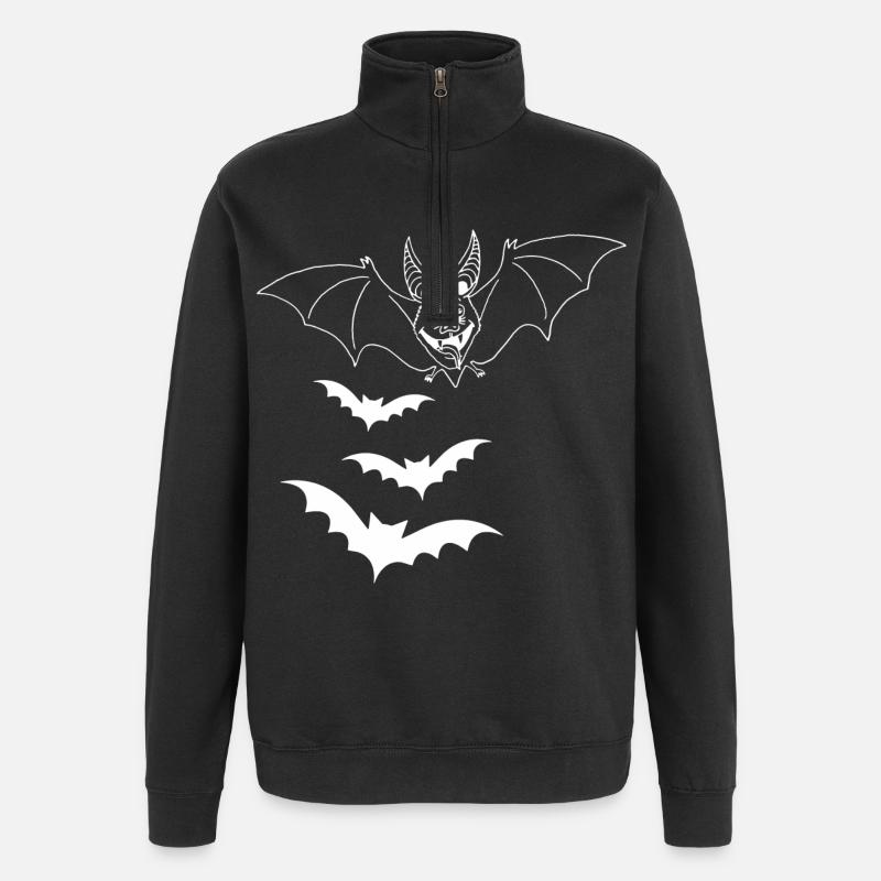Weiße Vampirfledermaus - Quarter-Zip-Sweatshirt - Schwarz