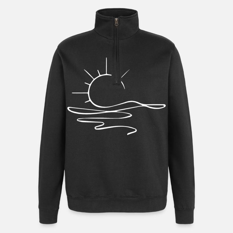 Sunset Sketch (White) - Quarter-Zip Sweatshirt - black