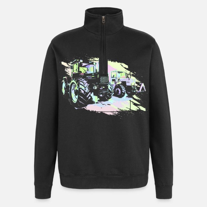 Vieux tracteurs - Sweat à zip 1/4 - noir