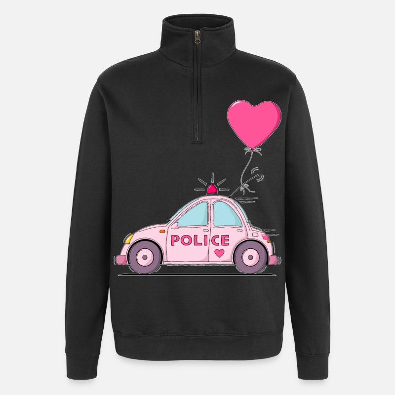 Coeur de police rose - Sweat à zip 1/4 - noir