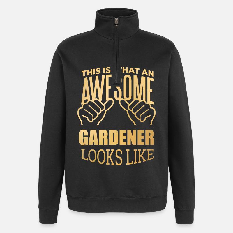 Gartenarbeit - Quarter-Zip-Sweatshirt - Schwarz