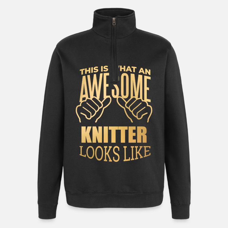 Stricken - Quarter-Zip-Sweatshirt - Schwarz