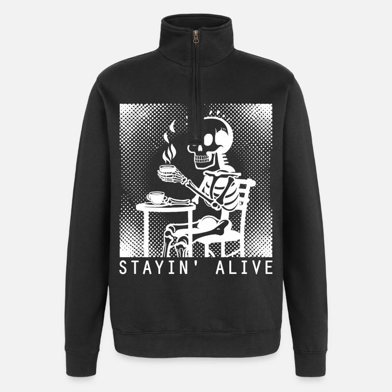 Stayin Alive Barista Café - Sweat à zip 1/4 - noir