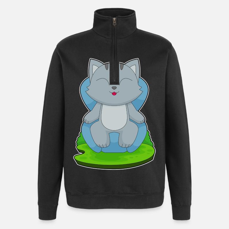 Katze Sessel - Quarter-Zip-Sweatshirt - Schwarz