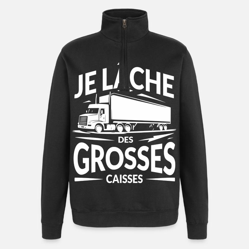 Je lâche des grosses caisses - Sweat à zip 1/4 - noir
