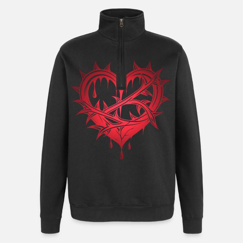 Herz mit dornen - Quarter-Zip-Sweatshirt - Schwarz