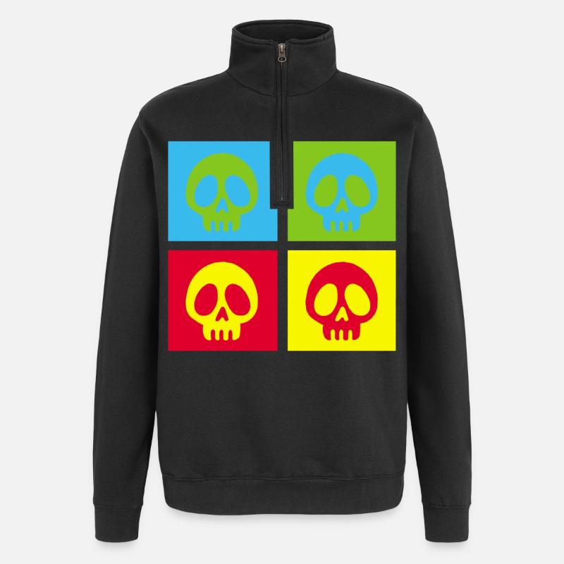 Pop art manga skull - Quarter-Zip Sweatshirt - black