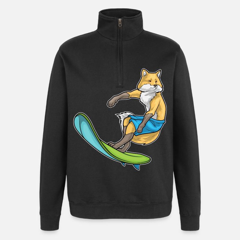 Fuchs Surfer Surfbrett - Quarter-Zip-Sweatshirt - Schwarz