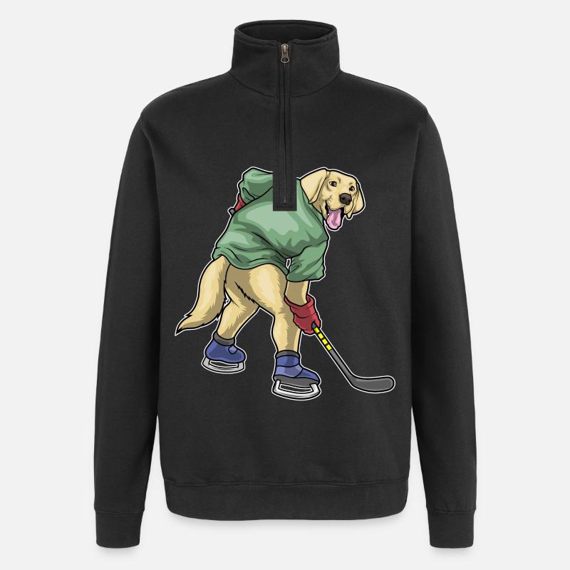 Labrador Eishockey Eishockeyschläger - Quarter-Zip-Sweatshirt - Schwarz