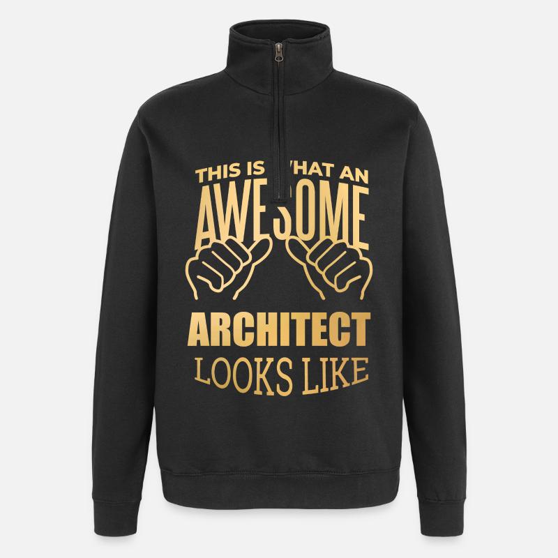 architecte - Sweat à zip 1/4 - noir