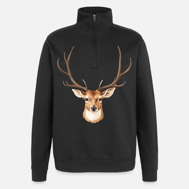 Süßer Hirschkopf - Quarter-Zip-Sweatshirt - Schwarz