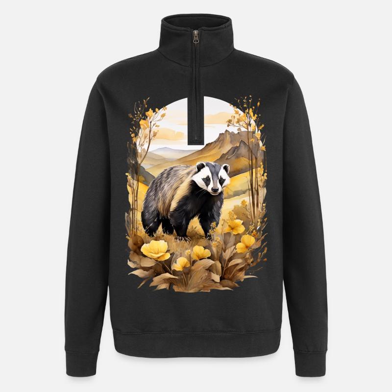 Badger in the mountains - Quarter-Zip Sweatshirt - black