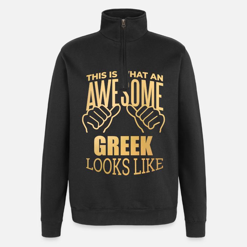 Grèce - Sweat à zip 1/4 - noir