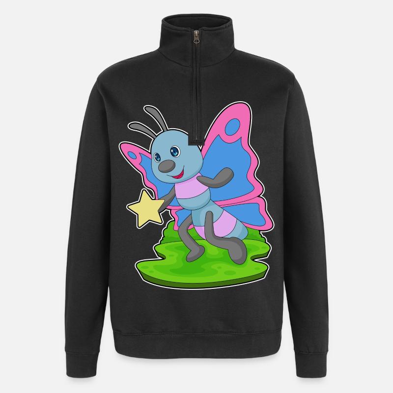 Étoile papillon - Sweat à zip 1/4 - noir