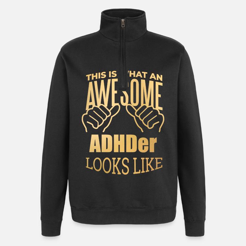 ADHD - Quarter-Zip Sweatshirt - black