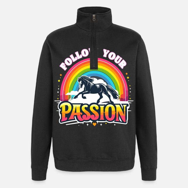 Suivez votre passion cavalier - Sweat à zip 1/4 - noir