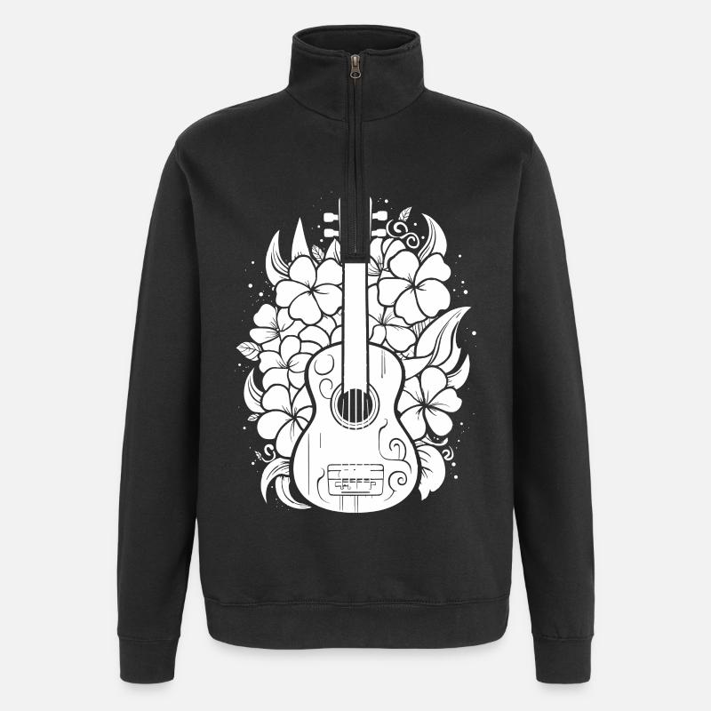 Ukulélé de dessin animé - Sweat à zip 1/4 - noir