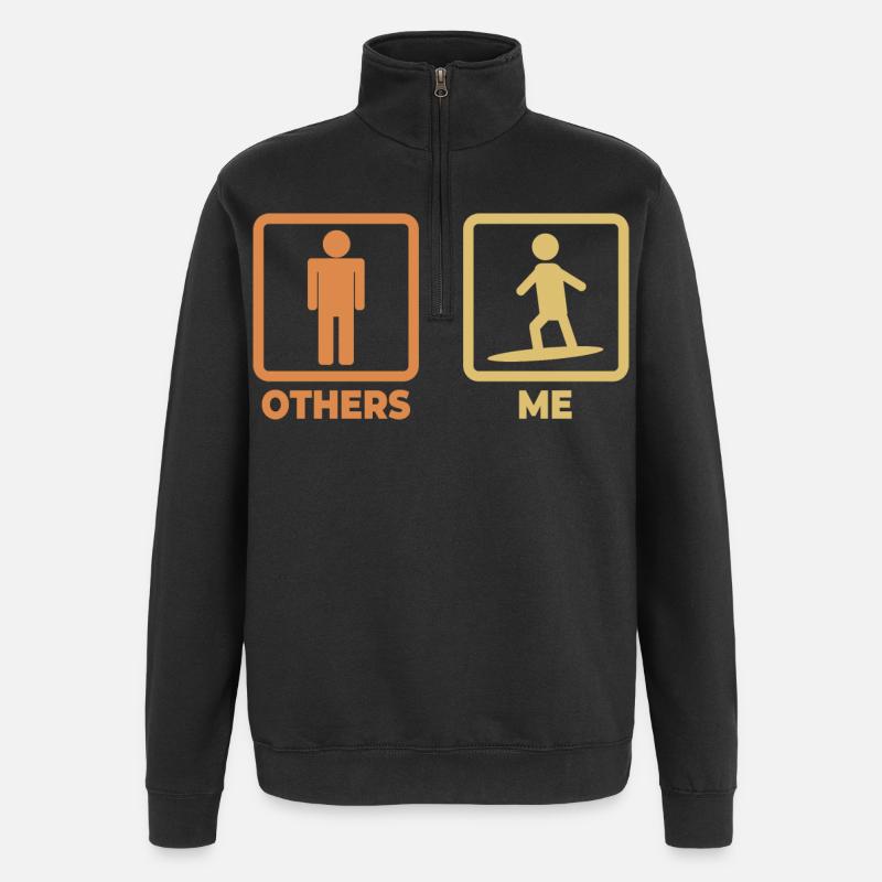 Figurines de bâton de surfeur - Sweat à zip 1/4 - noir