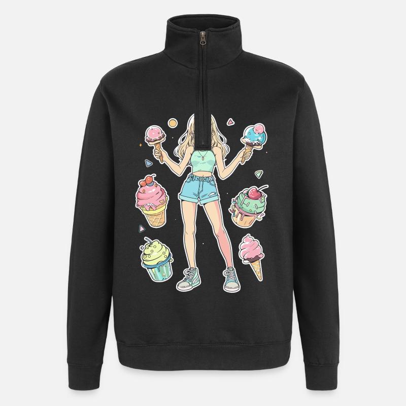 Eiscreme Mädchen - Quarter-Zip-Sweatshirt - Schwarz