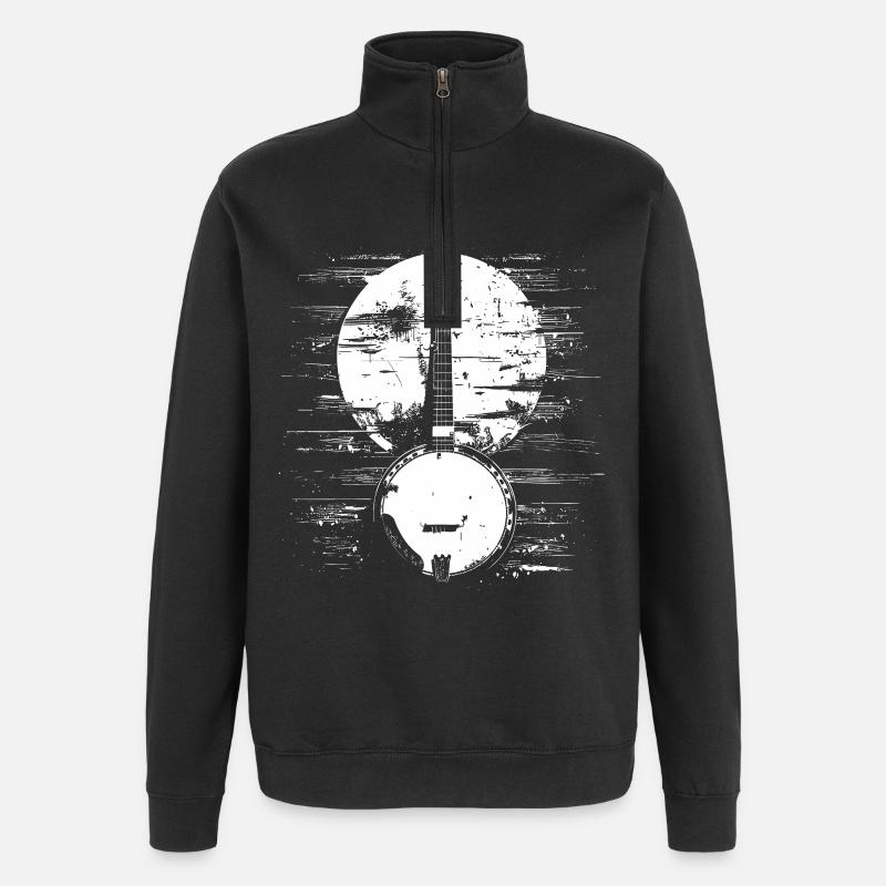 Dessin de banjo - Sweat à zip 1/4 - noir