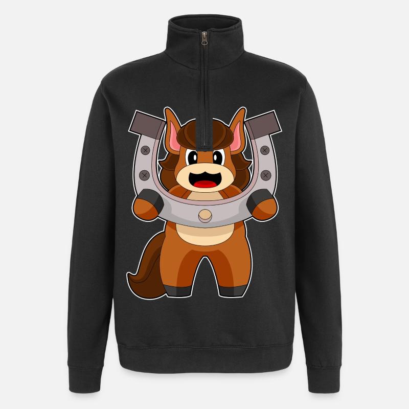 Cheval Fer à cheval - Sweat à zip 1/4 - noir