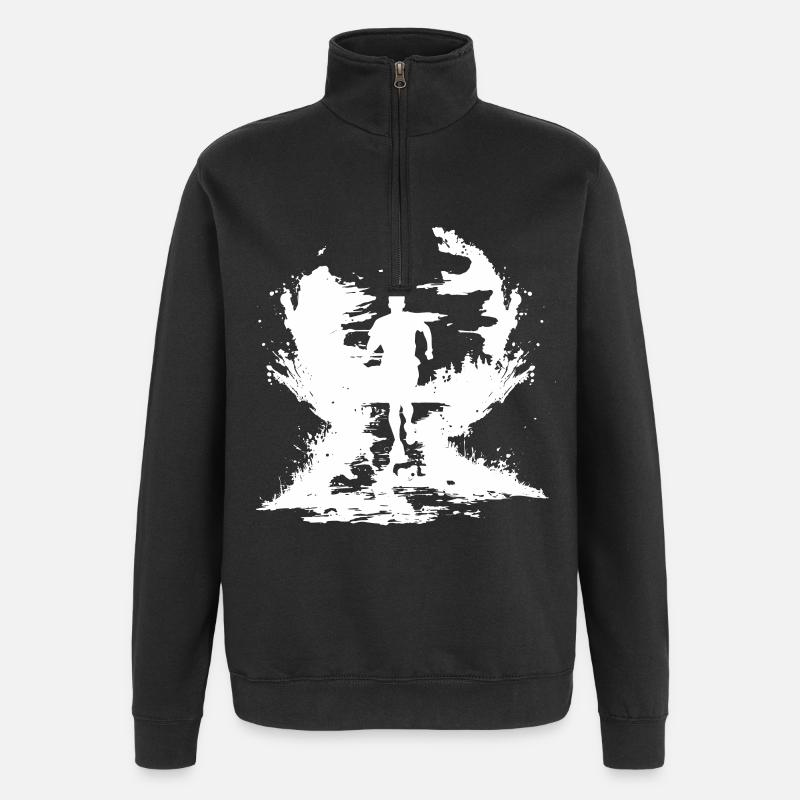 Dessin de garçon marathon - Sweat à zip 1/4 - noir
