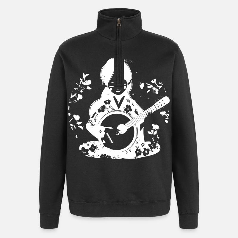 Dessin d’un joueur de banjo - Sweat à zip 1/4 - noir