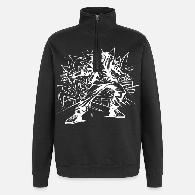 Breakdancer Zeichnung - Quarter-Zip-Sweatshirt - Schwarz