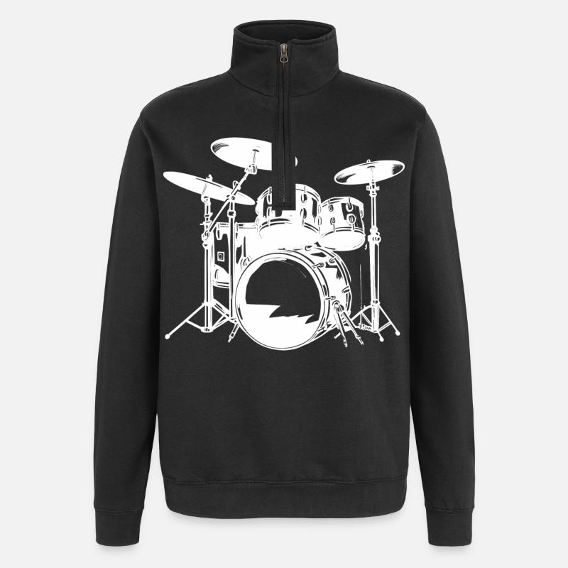 Drumkit Drawing - Quarter-Zip Sweatshirt - black