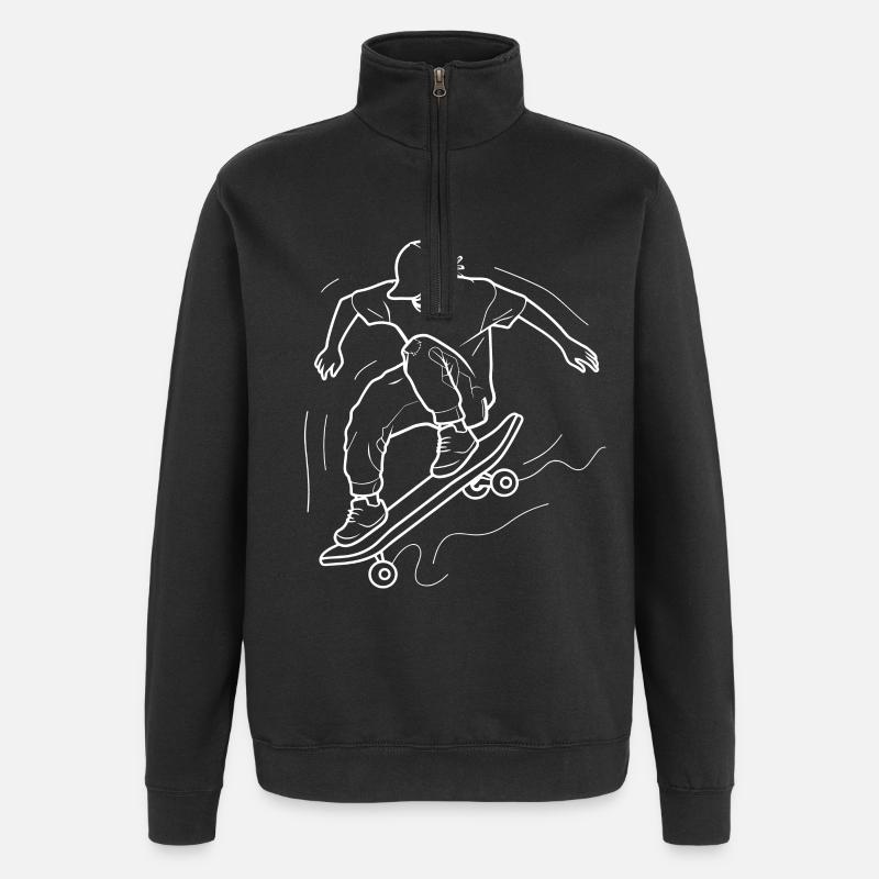 Skateboarding Boy Line Art - Quarter-Zip Sweatshirt - black