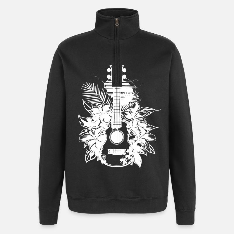 Bande dessinée ukulélé - Sweat à zip 1/4 - noir