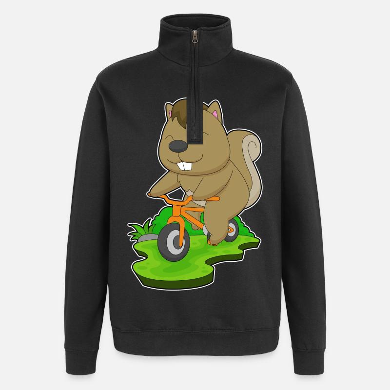 Eichhörnchen Fahrrad - Quarter-Zip-Sweatshirt - Schwarz