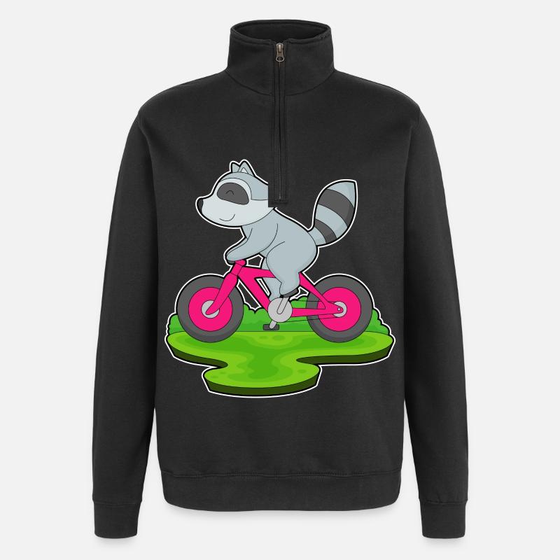 Raccoon Bicycle - Quarter-Zip Sweatshirt - black