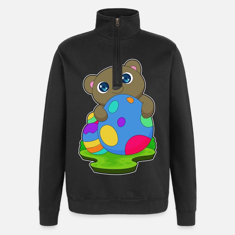 Bär Ostern Ostereier - Quarter-Zip-Sweatshirt - Schwarz