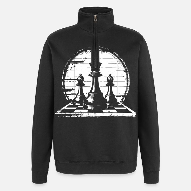 Chess Pieces Graphics - Quarter-Zip Sweatshirt - black
