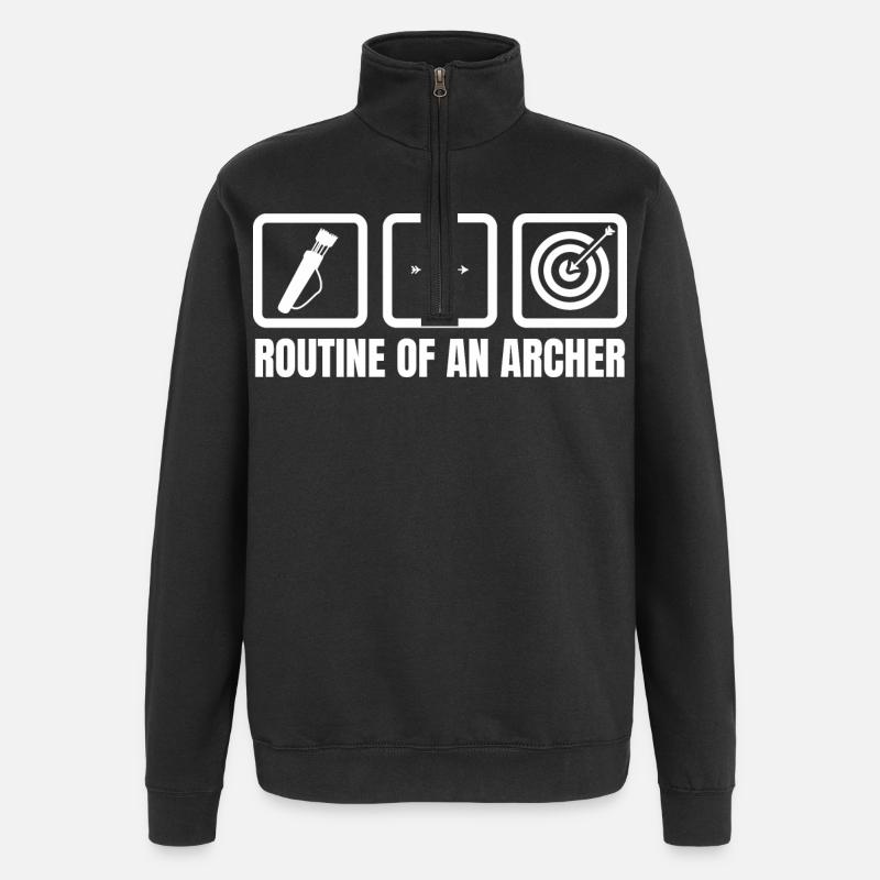 Routine eines Bogenschützen - Quarter-Zip-Sweatshirt - Schwarz