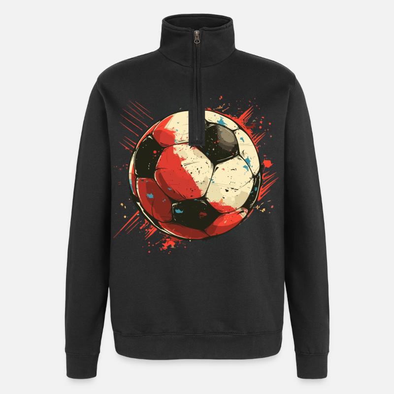 Fußball Grafik - Quarter-Zip-Sweatshirt - Schwarz
