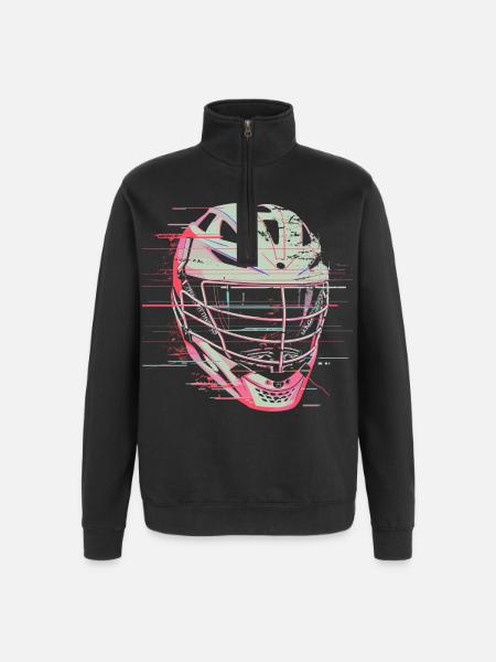 Lacrosse Helmet Graphic - Quarter-Zip Sweatshirt - black