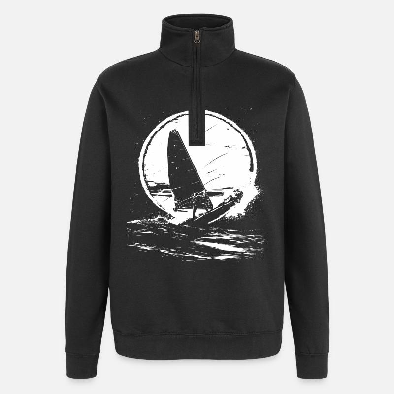 Windsurfing Liebhaber - Quarter-Zip-Sweatshirt - Schwarz