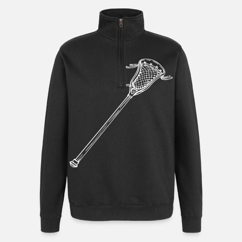 Dessin de batte de crosse - Sweat à zip 1/4 - noir