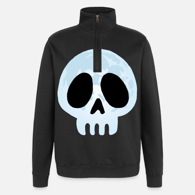 Crâne de la lune - Sweat à zip 1/4 - noir