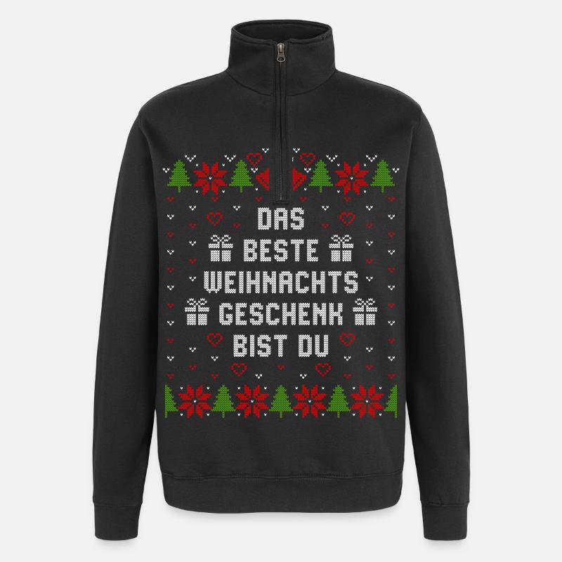 Das beste Weihnachtsgeschenk bist Du - Quarter-Zip-Sweatshirt - Schwarz