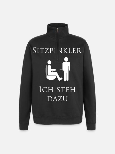 Sitzpinkler - ich steh dazu - Quarter-Zip-Sweatshirt - Schwarz