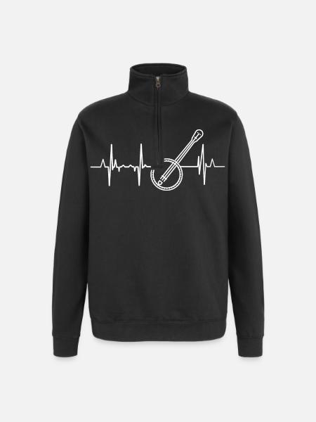 Banjo heartbeat - Quarter-Zip Sweatshirt - black