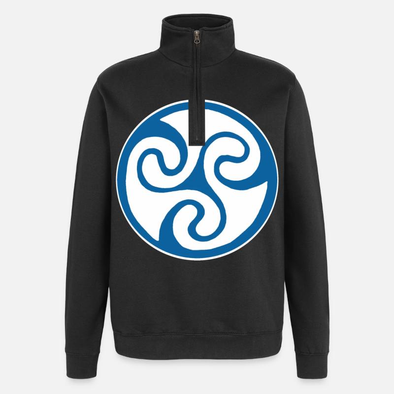 Blaues keltisches Symbol - Quarter-Zip-Sweatshirt - Schwarz