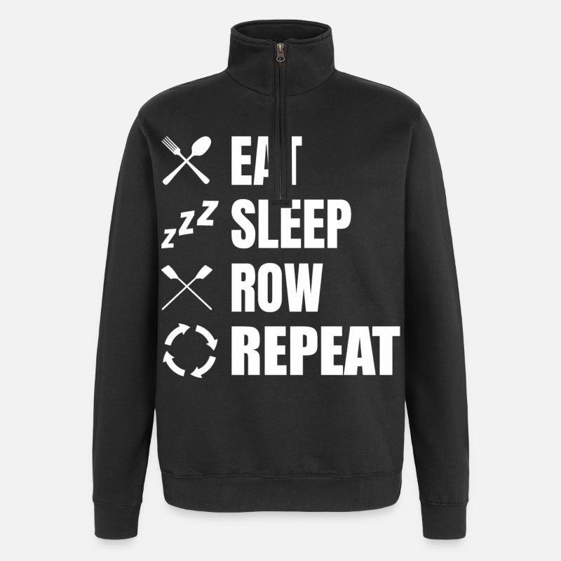 Eat Sleep Row Repeat - Quarter-Zip-Sweatshirt - Schwarz