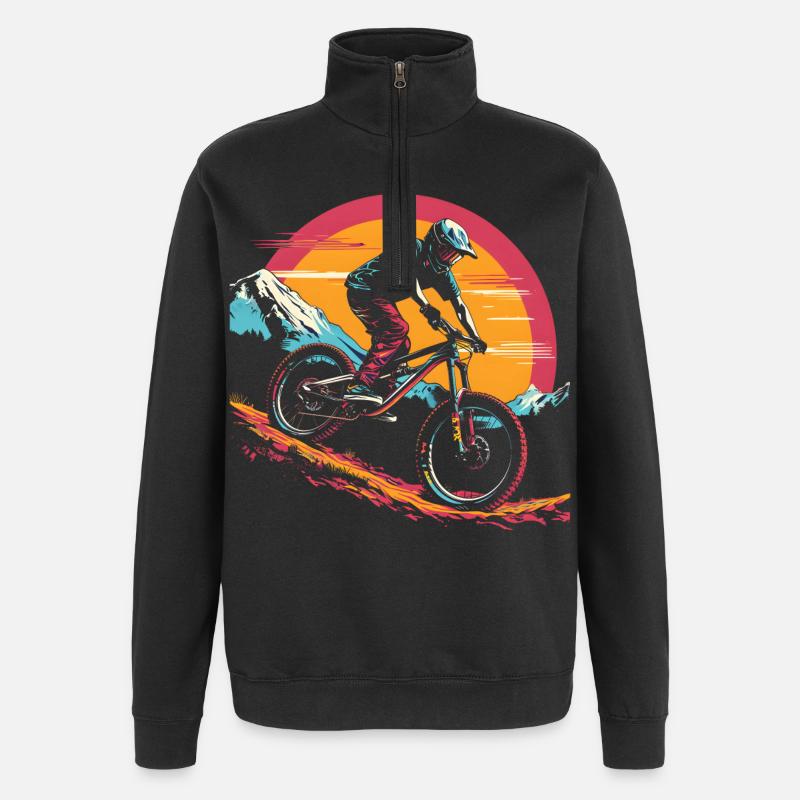 Illustration de VTT - Sweat à zip 1/4 - noir