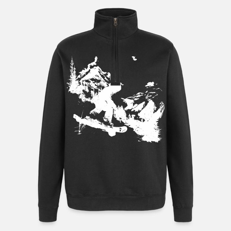 Graphismes de snowboard - Sweat à zip 1/4 - noir