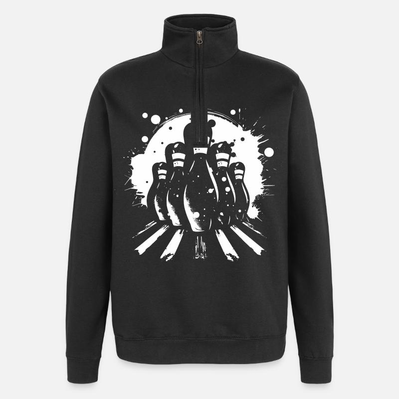 Dessin de quilles de bowling - Sweat à zip 1/4 - noir