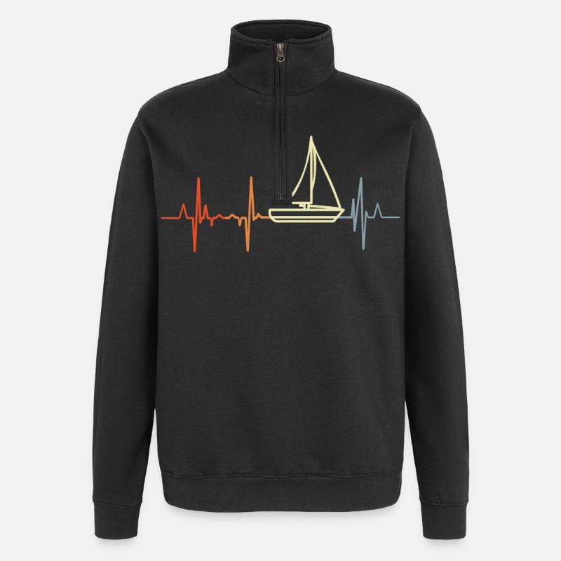 J’adore la voile - Sweat à zip 1/4 - noir